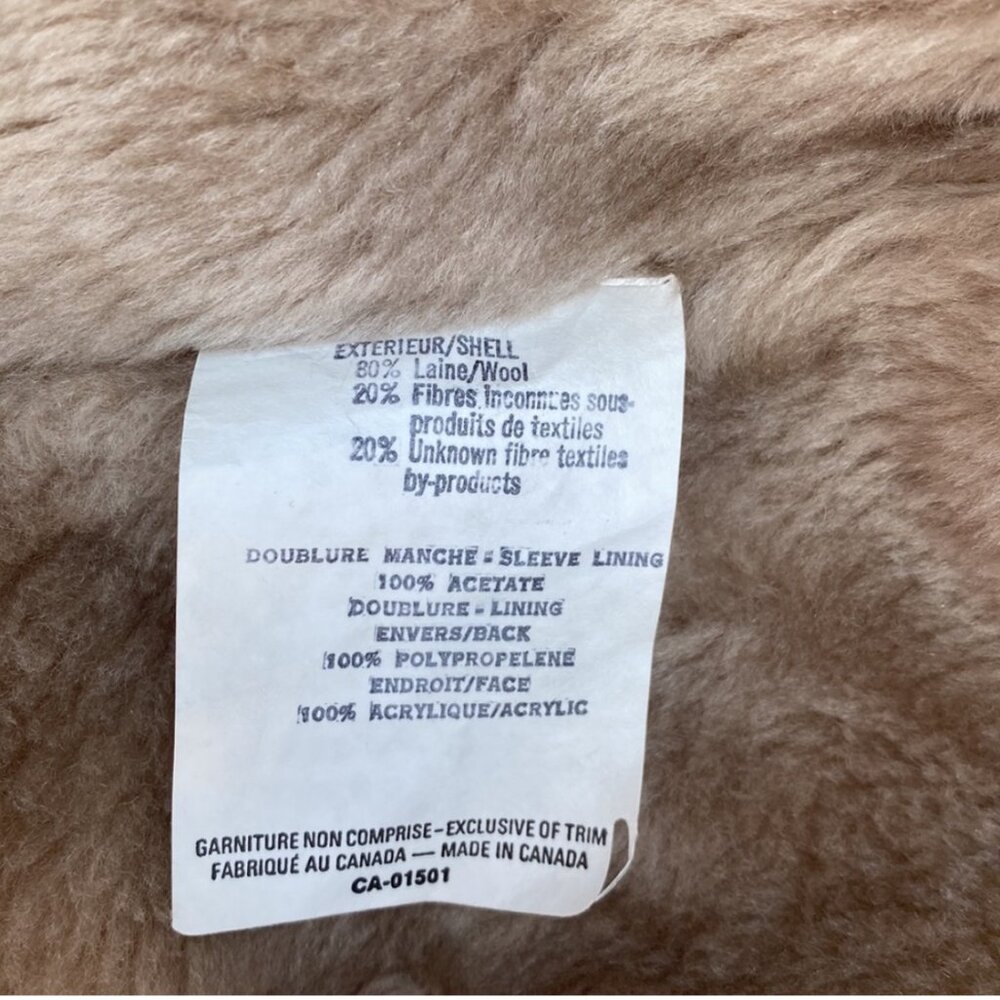 Vintage Laurentian Wool Coat Made in Canada | Faux Fur Collar Pea Coat - Picture 8 of 9